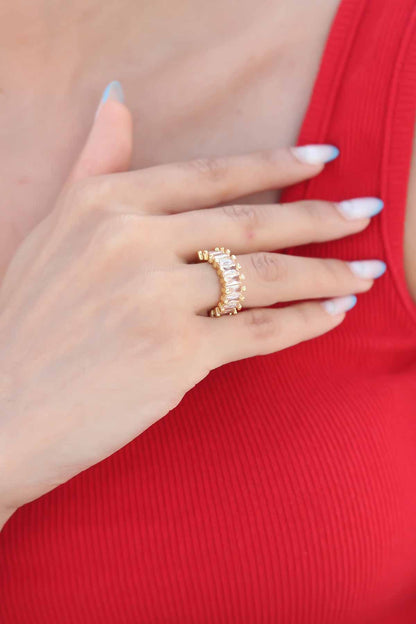 Zircon Stone Baguette Gold Color Women's Ring