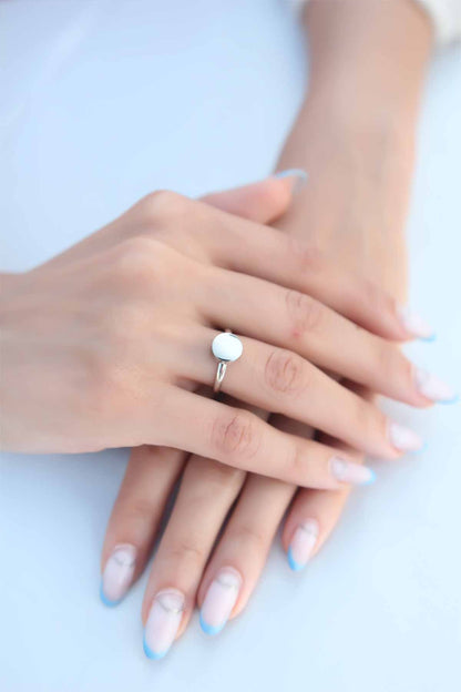 Round Plate Silver Color Women's Ring