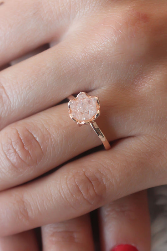 Powder Lotus Flower Figure Gold Color Women's Ring