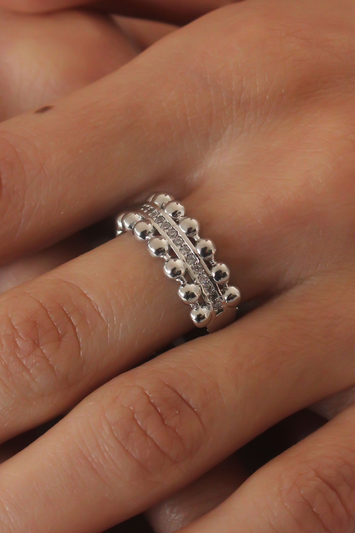 Silver Color Zircon Stone Women's Ring