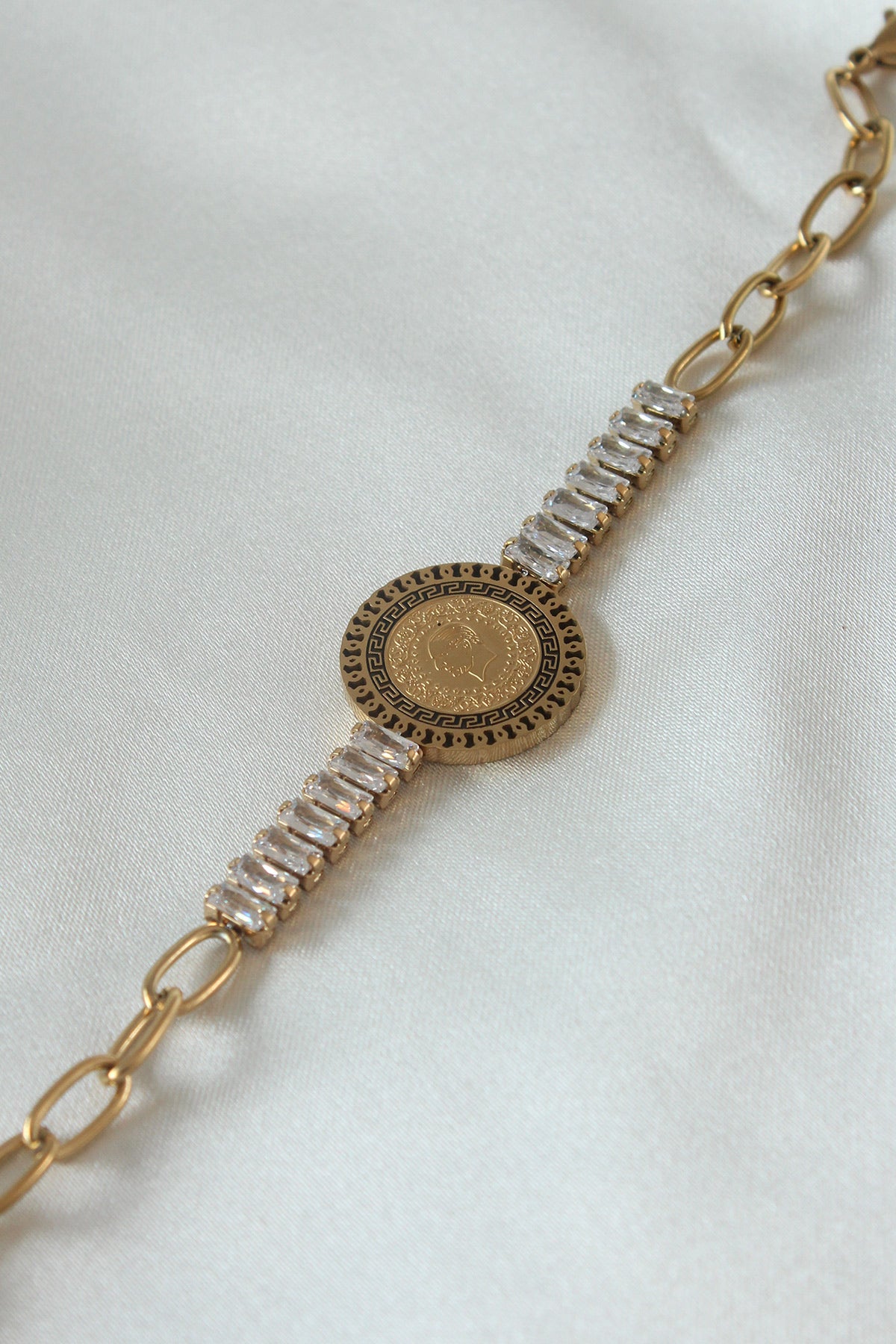 316L Steel Gold Color Full Gold Model Zircon Stone Women's Bracelet