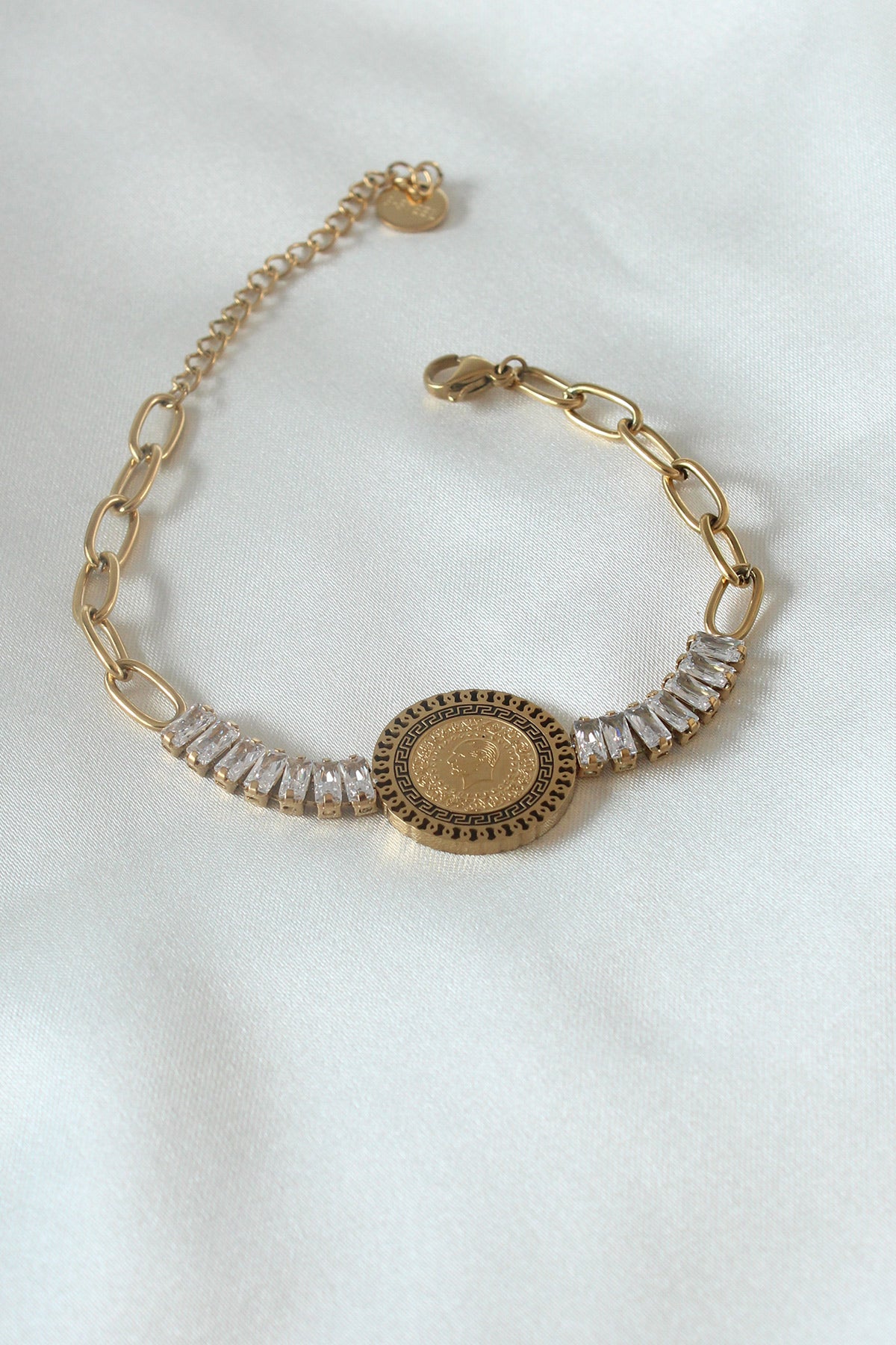 316L Steel Gold Color Full Gold Model Zircon Stone Women's Bracelet