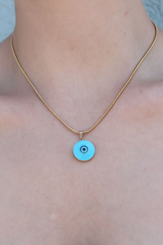 316L Steel Gold Color Evil Eye Bead Model Women's Necklace