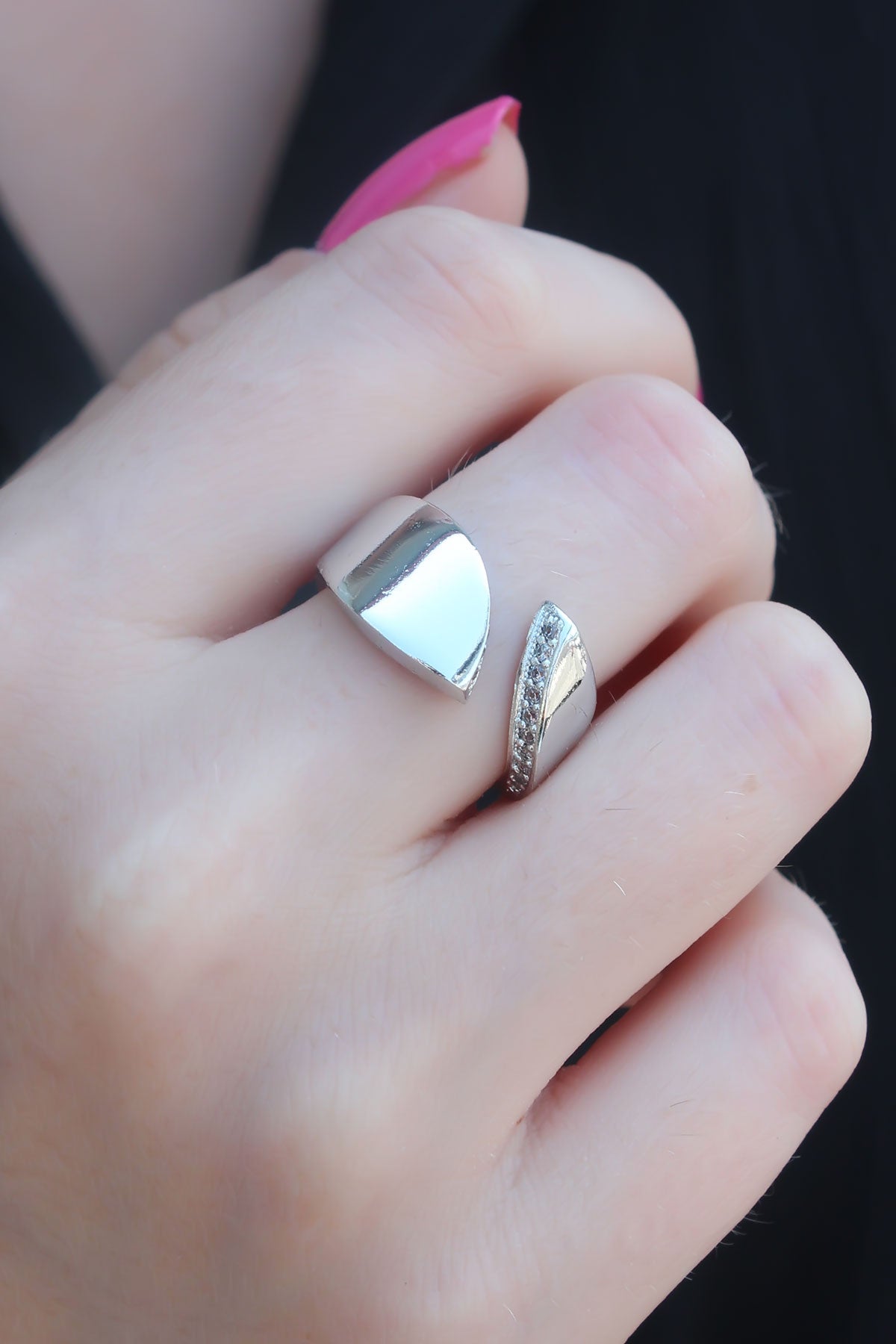 Silver Color Zircon Stone Women's Ring