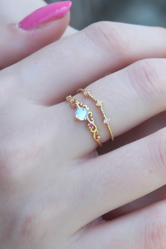 Gold Color Zircon Stone Crown Model Women's Ring