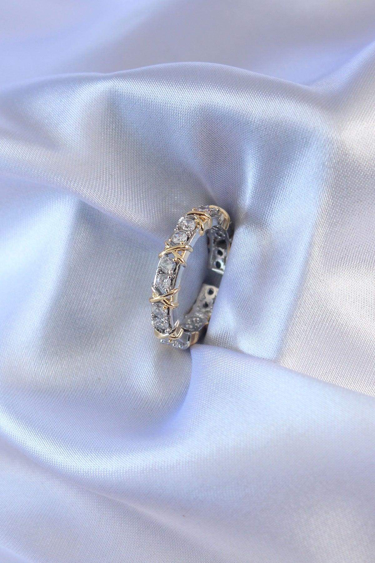 Silver Color Zircon Stone Gold Color Detail Xoxo Women's Ring