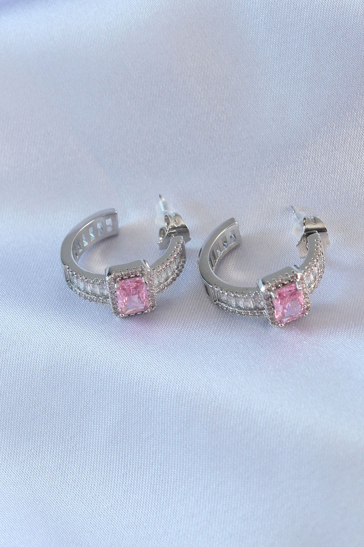 VIP Series Silver Color Half Ring Model Zircon Stone Brass Women's Earrings