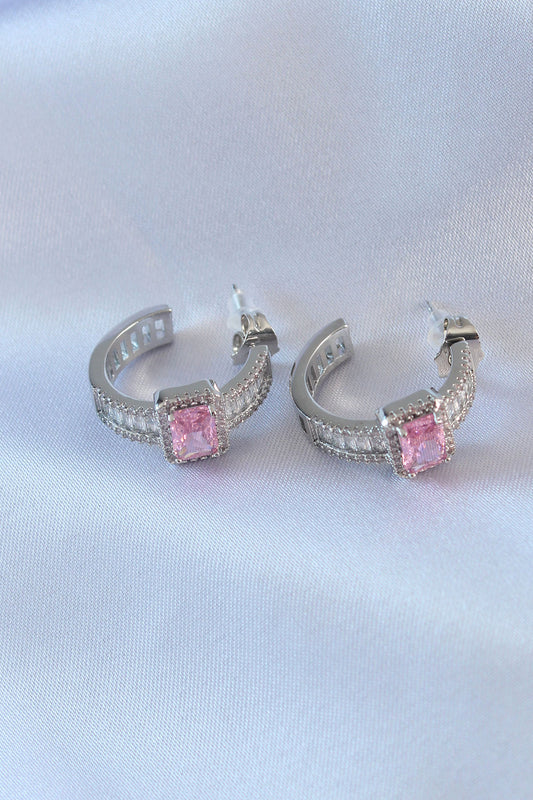 VIP Series Silver Color Half Ring Model Zircon Stone Brass Women's Earrings