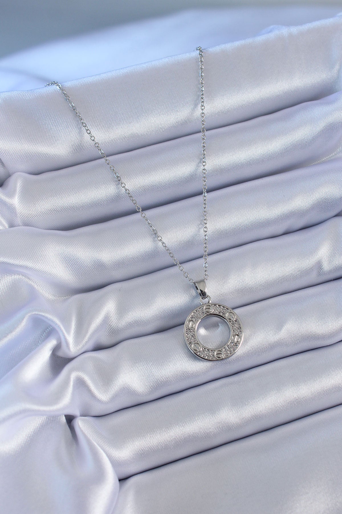 316L Steel Silver Color Zircon Stone Model Women's Necklace