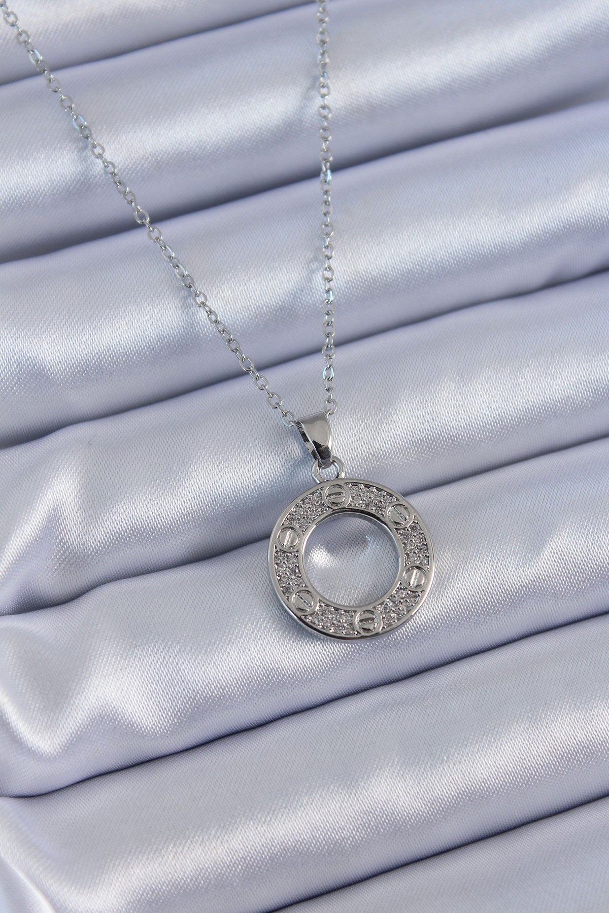 316L Steel Silver Color Zircon Stone Model Women's Necklace