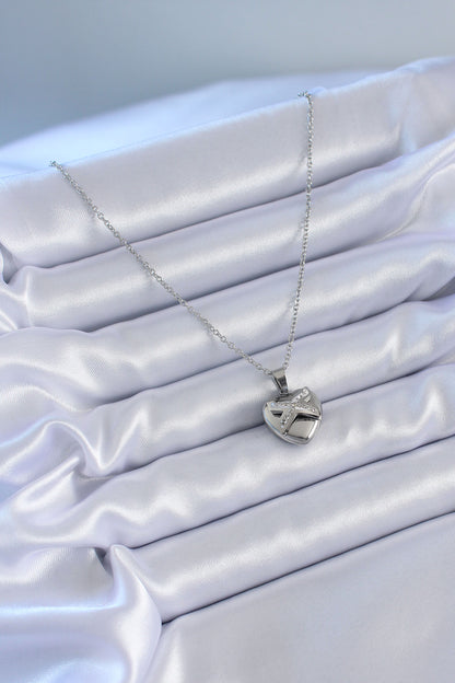 316L Steel Silver Color Zircon Stone Heart Model Women's Necklace