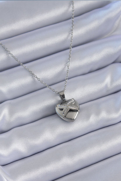 316L Steel Silver Color Zircon Stone Heart Model Women's Necklace
