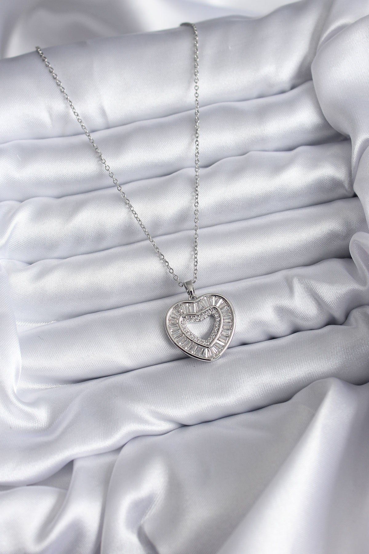 316L Steel Chain Silver Color Baguette Zircon Stone Women's Necklace