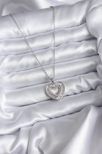 316L Steel Chain Silver Color Baguette Zircon Stone Women's Necklace