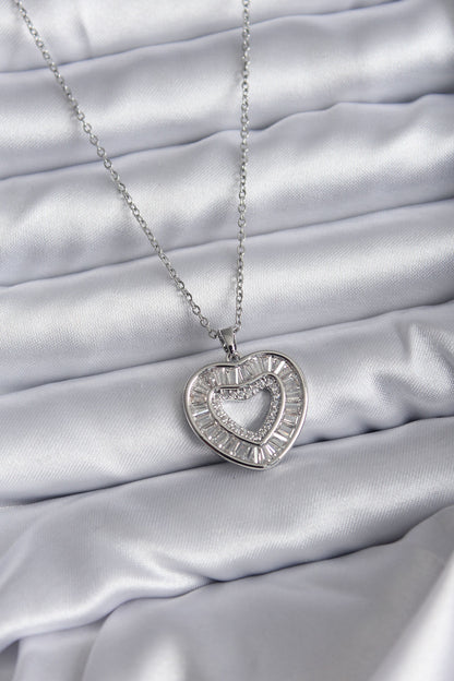 316L Steel Chain Silver Color Baguette Zircon Stone Women's Necklace