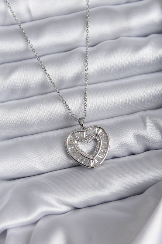 316L Steel Chain Silver Color Baguette Zircon Stone Women's Necklace