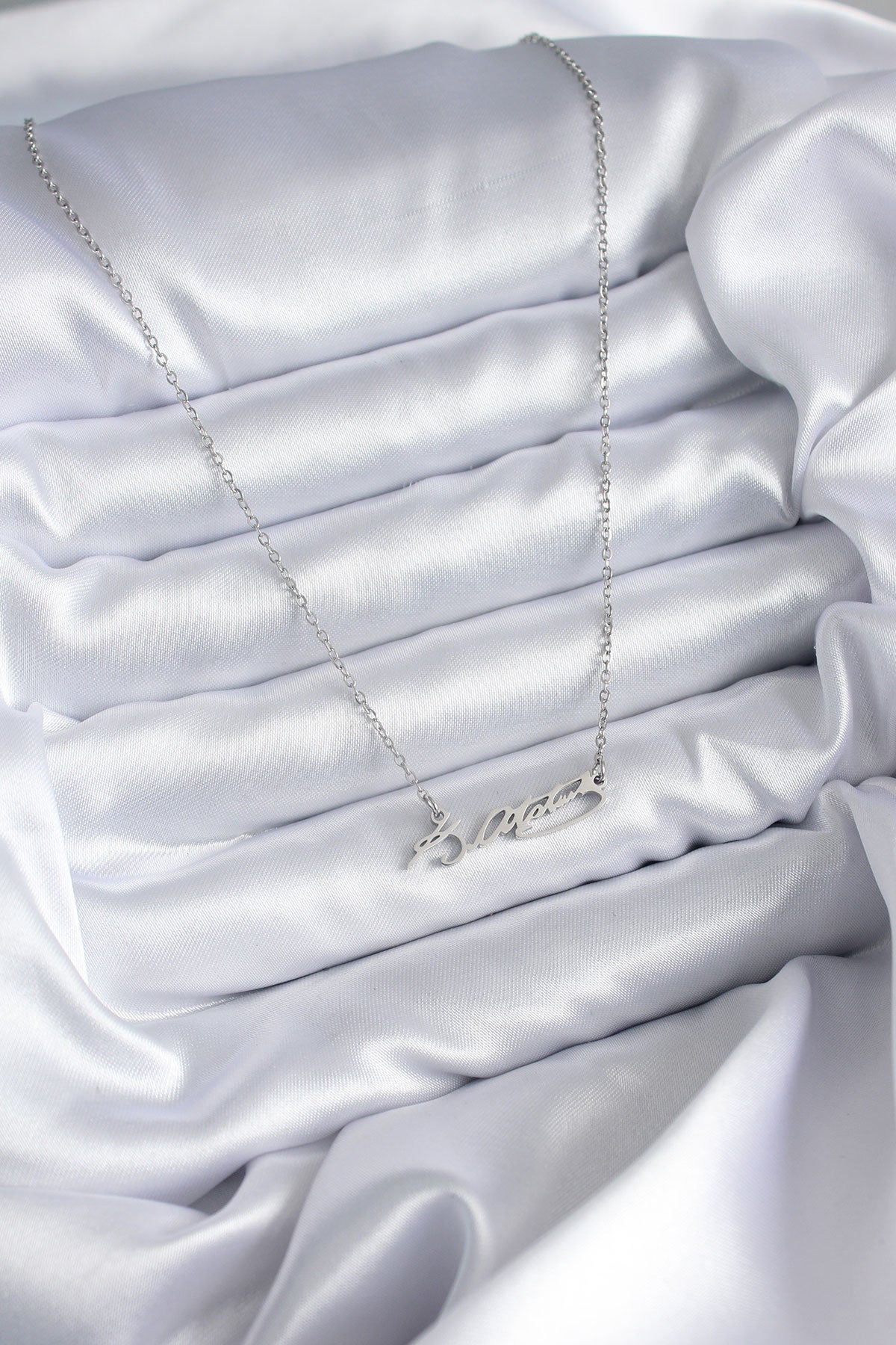 316L Steel Chain Silver Color Atatürk Signature Figure Women's Necklace