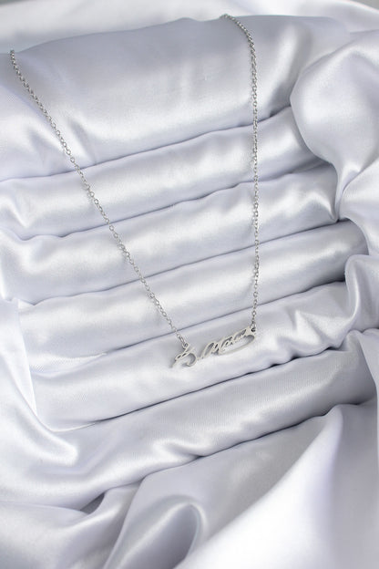 316L Steel Chain Silver Color Atatürk Signature Figure Women's Necklace