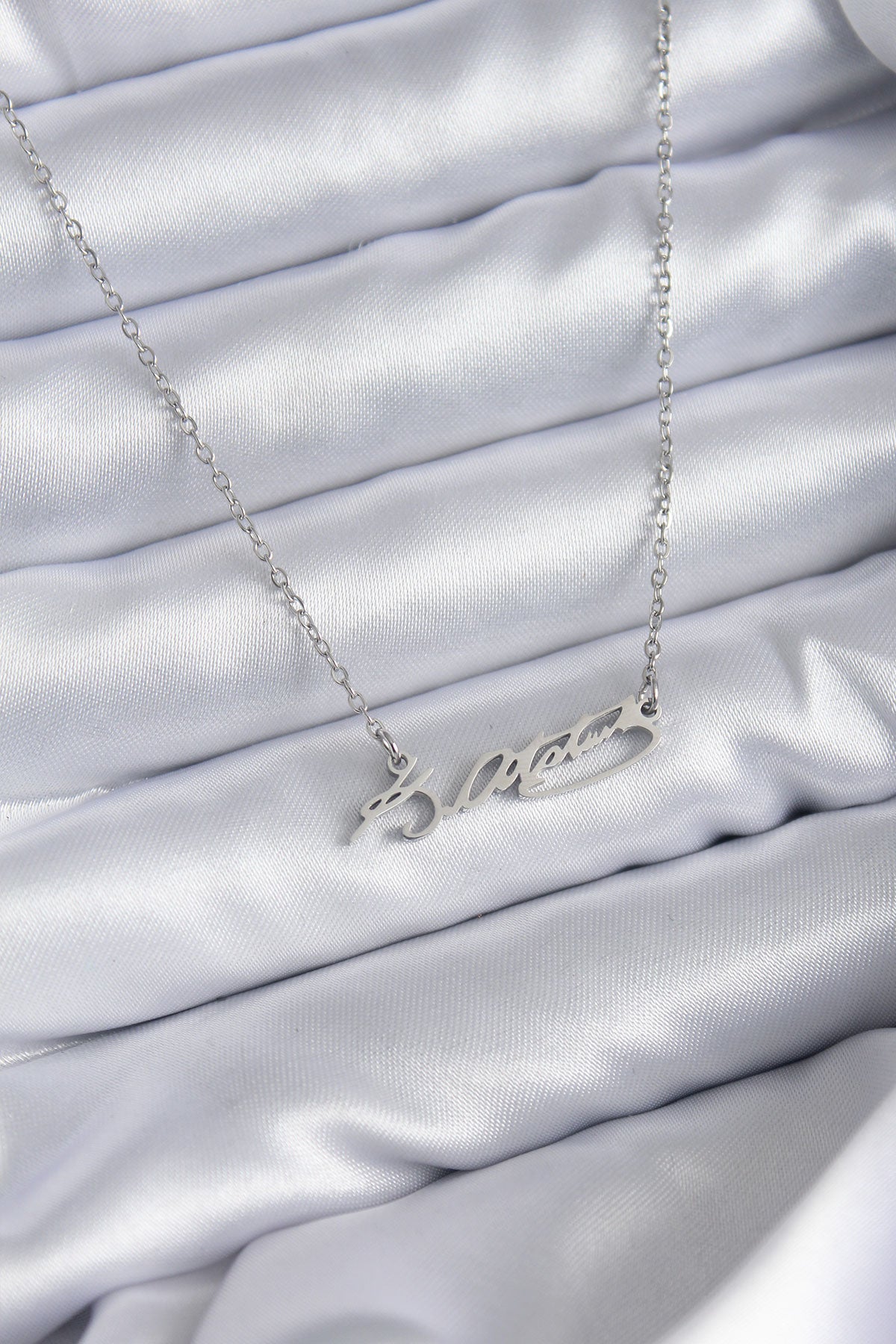 316L Steel Chain Silver Color Atatürk Signature Figure Women's Necklace