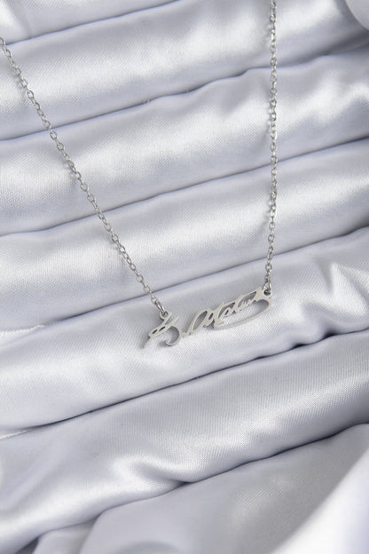 316L Steel Chain Silver Color Atatürk Signature Figure Women's Necklace