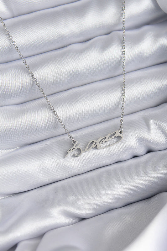 316L Steel Chain Silver Color Atatürk Signature Figure Women's Necklace