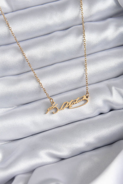 316L Steel Chain Gold Color Atatürk Signature Model Women's Necklace