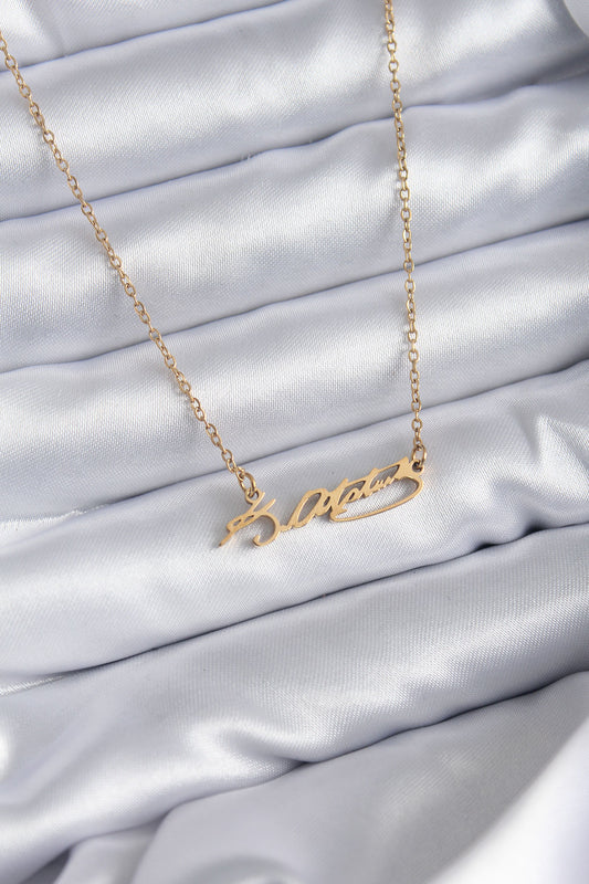 316L Steel Chain Gold Color Atatürk Signature Model Women's Necklace