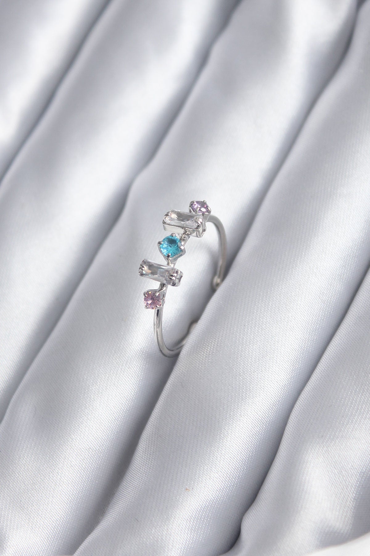 Silver Color Colorful Zircon Stone Women's Ring