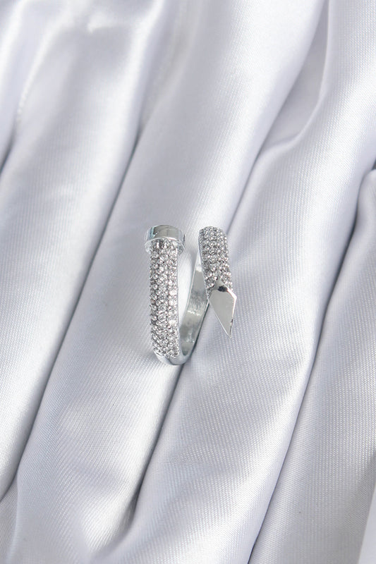 Brass Silver Color Zircon Stone Nail Model Women's Ring