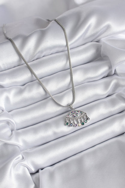 316L Steel Silver Color Italian Chain Zircon Stone Eye Figure Women's Necklace