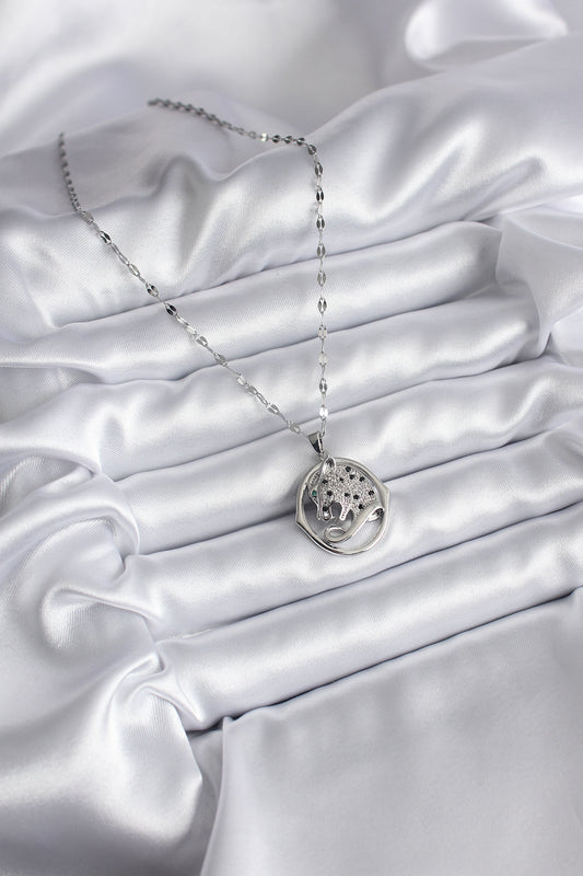 316L Steel Silver Color Zircon Stone Jaguar Model Women's Necklace