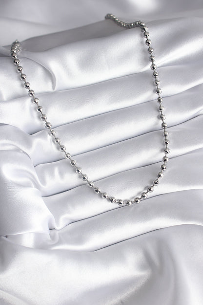 Brass Silver Color Ball Detail Women's Necklace