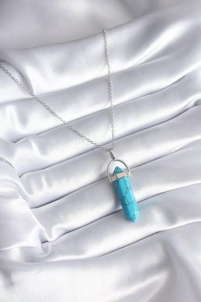 316L Steel Silver Color Blue Stone Model Women's Necklace