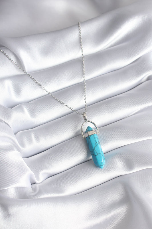316L Steel Silver Color Blue Stone Model Women's Necklace