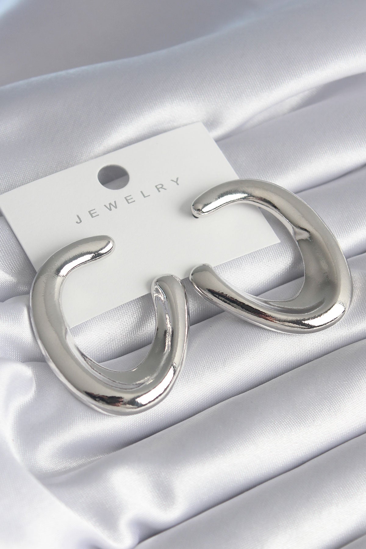 Brass Silver Color Hoop Model Women's Earrings