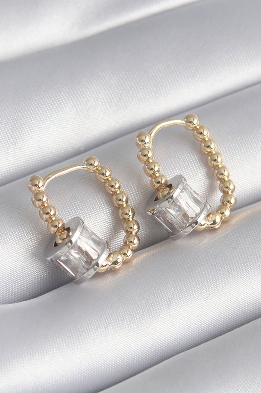 Brass Gold Color Top Model Silver Color Zircon Stone Women's Earrings