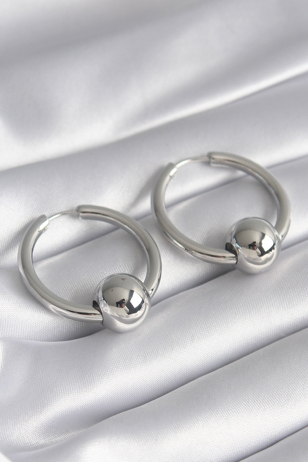 Brass Silver Color Hoop Top Model Women's Earrings