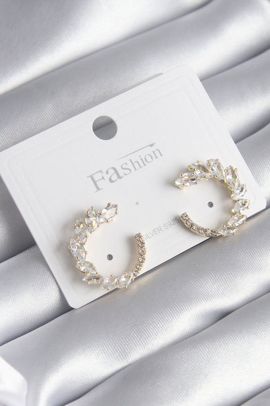 Brass Gold Color Zircon Stone Women's Earrings
