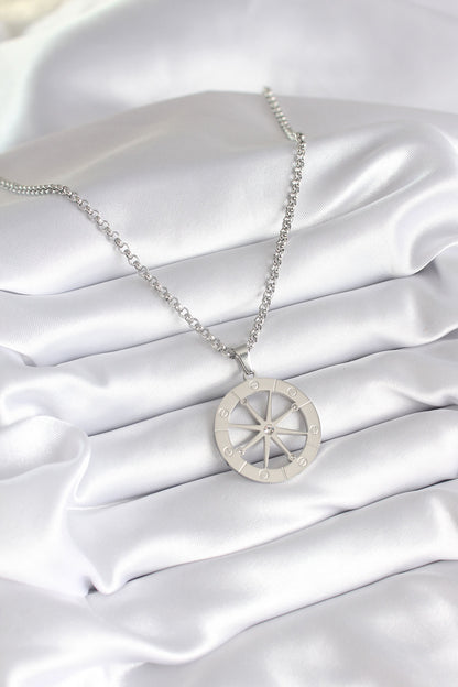 316L Steel Silver Color Zircon Stone Dream Catcher Model Peeping Detail Women's Necklace