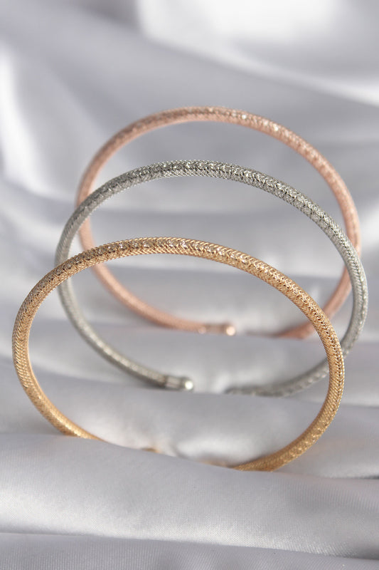 Brass Mix Color Wicker Model Zircon Stone Detail Women's Bracelet Set