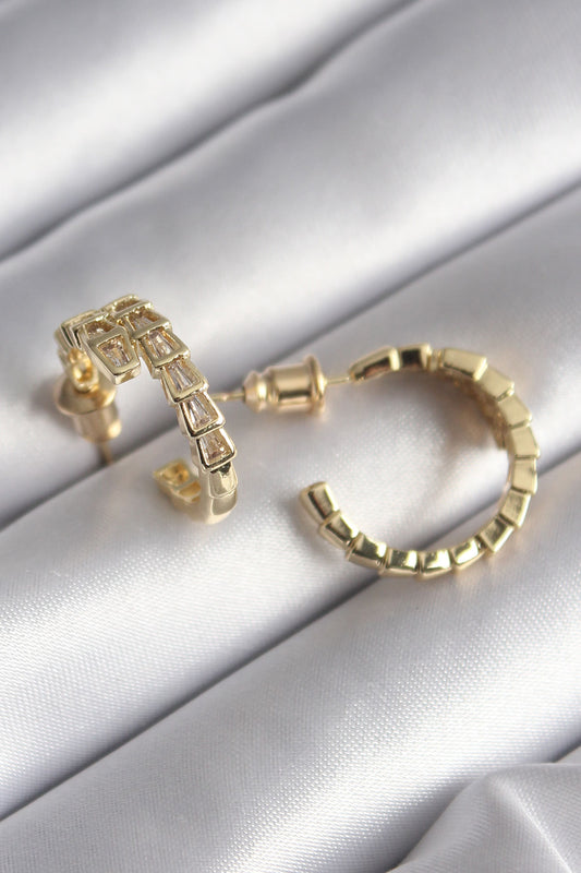 Brass Silver Color Zircon Stone Snake Model Women's Earrings