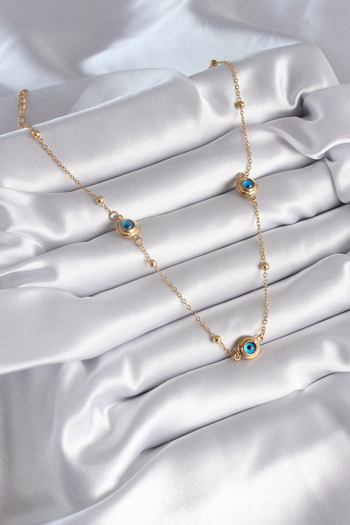 316L Steel Gold Color Evil Eye Bead Model Women's Necklace