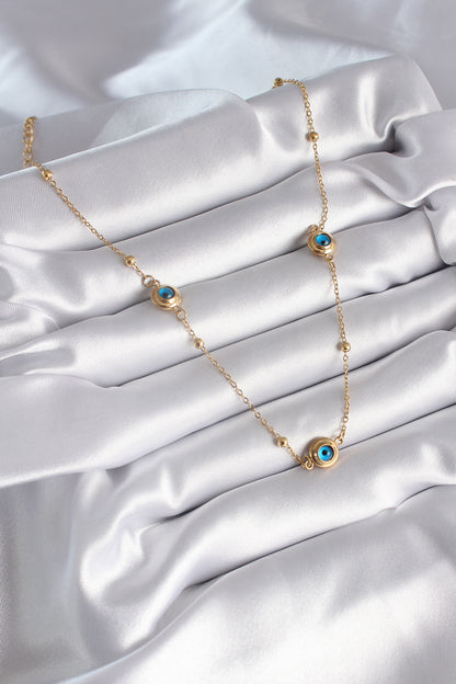 316L Steel Gold Color Evil Eye Bead Model Women's Necklace