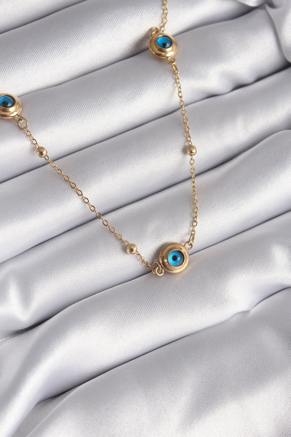 316L Steel Gold Color Evil Eye Bead Model Women's Necklace