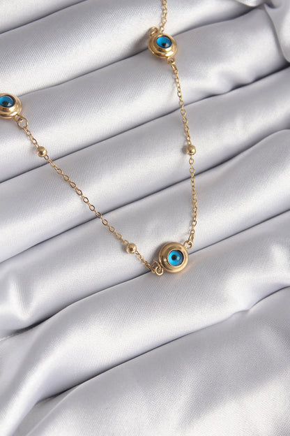 316L Steel Gold Color Evil Eye Bead Model Women's Necklace