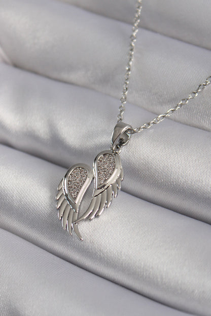 316L Steel Silver Color Zircon Stone Wing Model Women's Necklace