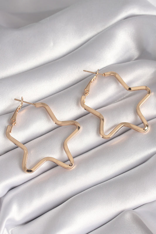 Brass Gold Color Star Model Women's Earrings