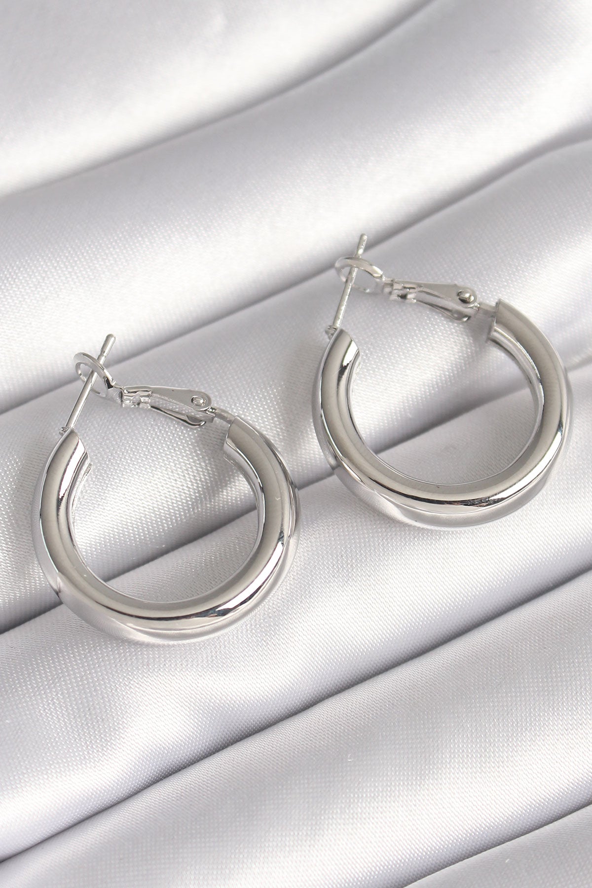 Brass Silver Color Hoop Model Women's Earrings