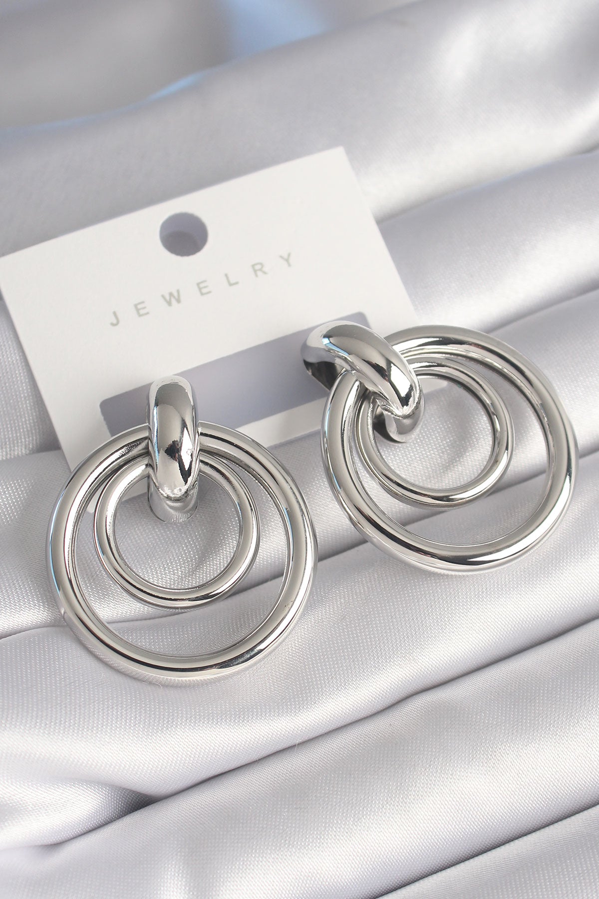 Brass Silver Color Hoop Model Women's Earrings