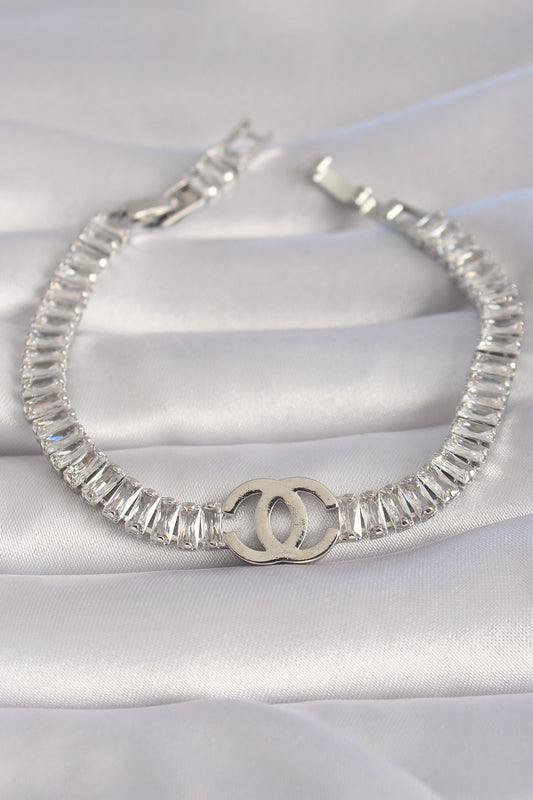 Brass Silver Color Zircon Stone Waterway Model VIP Series Women's Bracelet